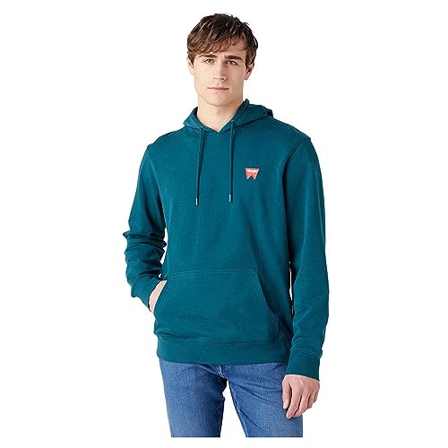 Wrangler Herren Sign Off Hoodie Hooded Sweatshirt, Deep Teal Green, M EU von Wrangler