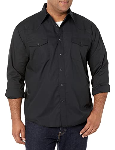 Wrangler Herren Sport Western Basic Two Pocket Langarm Snap Shirt, schwarz, L von Wrangler