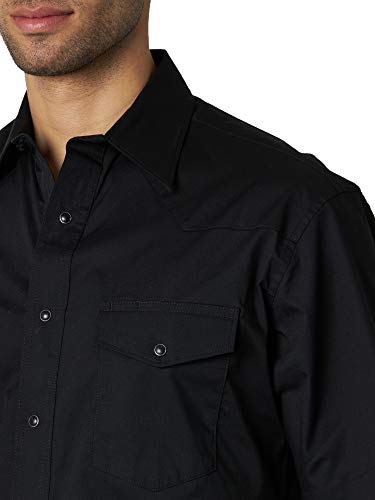 Wrangler Herren Sport Western Basic Kurzarmshirt mit Zwei Taschen und Druckknöpfen Hemd, Schwarz, XL/Tall von Wrangler