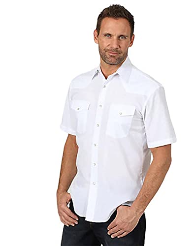 Wrangler Herren Sport Western Basic Kurzarmshirt mit Zwei Taschen und Druckknöpfen Hemd, Weiss/opulenter Garten, XX-Large von Wrangler