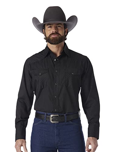 Wrangler Herren Sport Western Two Pocket Langarm Snap Shirt, Schwarz, Mittel von Wrangler