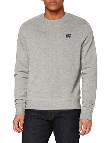 Wrangler Herren Sign Off Crew Sweatshirt, Grau (Mid Grey Mel), XXL von Wrangler