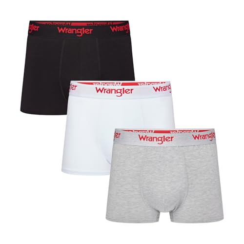Wrangler Herren Tasker Boxershorts, Schwarz/Weiß/Grau Meliert, L (3er Pack) von Wrangler