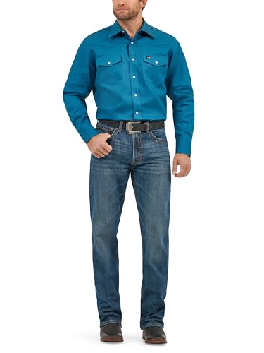 Wrangler Herren Western-Arbeitshemd Firm Finish - Blau (Dark Teal) - X-Groß von Wrangler