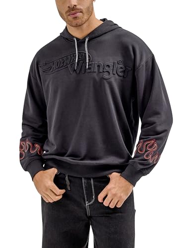 Wrangler Herren X Hot Wheels Logo Flame Hoodie, Schwarz, Large von Wrangler