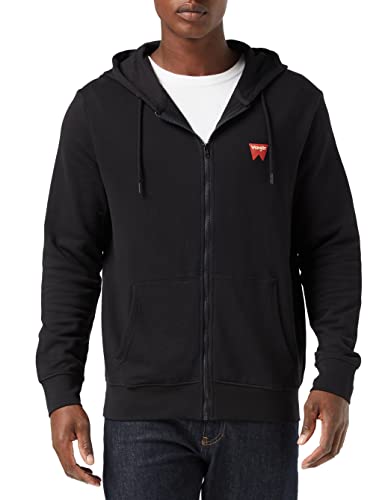 Wrangler Herren Zip Thru Sweatshirt, Schwarz, L von Wrangler