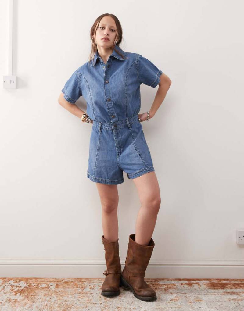 Wrangler - Jeans-Playsuit in Mittelblau von Wrangler