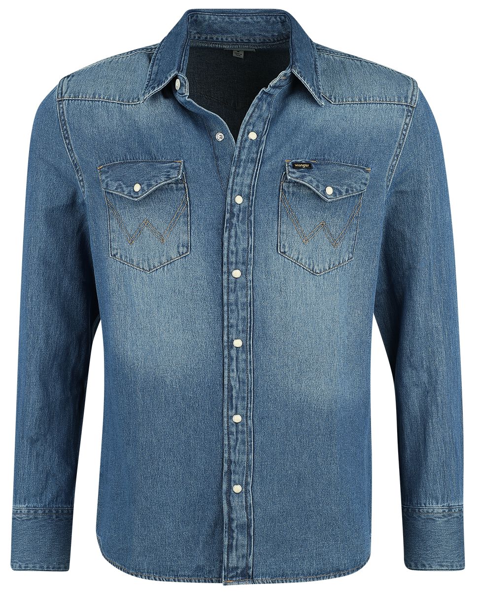 Wrangler Jeanshemd - 27MW Icon Mid Stone - S bis XXL - für Männer - Größe S - blau von Wrangler