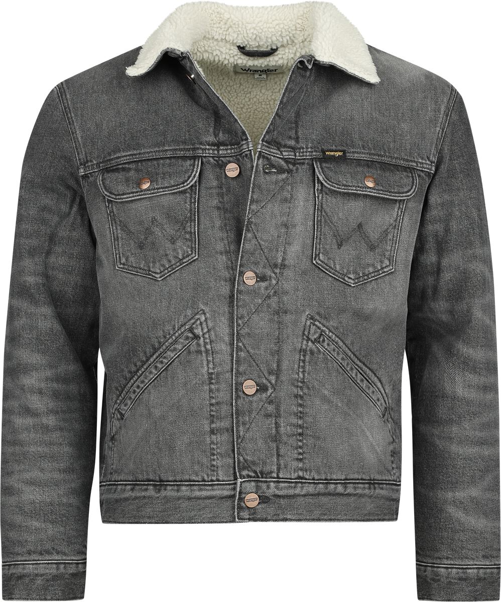 Wrangler Jeansjacke - 124MJ Sherpa Trouble Maker - S bis XXL - für Männer - Größe L - grau von Wrangler