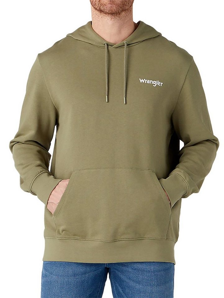 Wrangler Kapuzensweatshirt Regular Fit - Logo Hoodie Deep Lichen Green von Wrangler