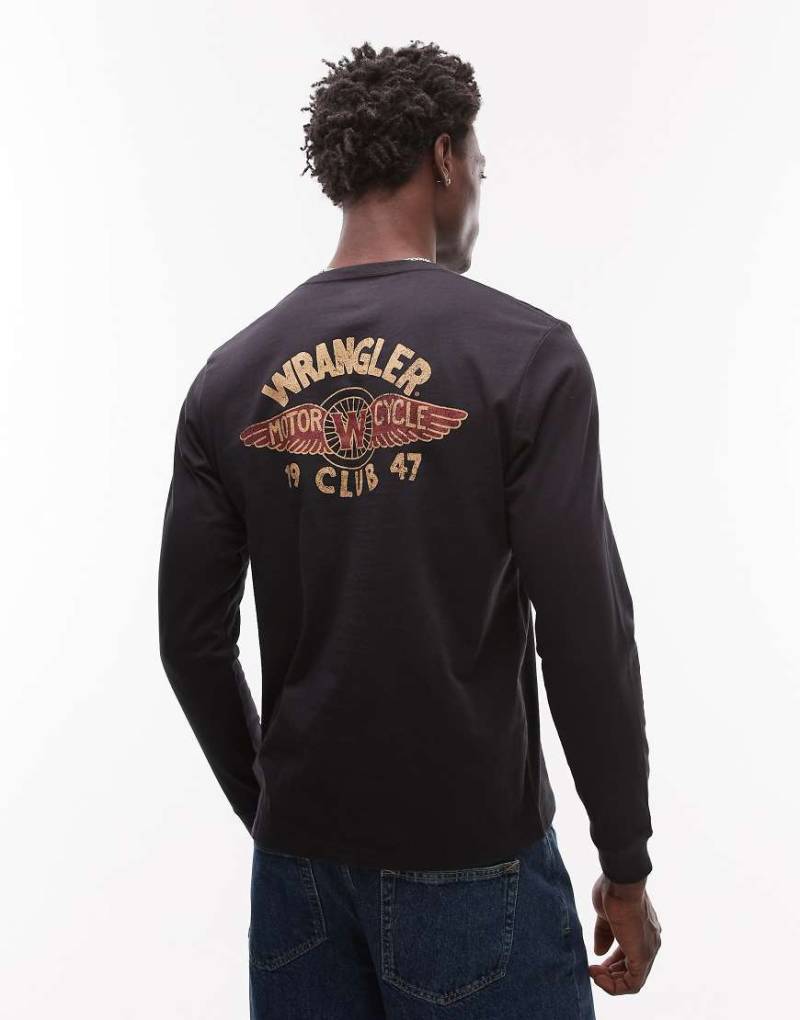 Wrangler - Langärmliges Shirt in Schwarz mit „Motorcycle Club"-Logo auf der Brust von Wrangler
