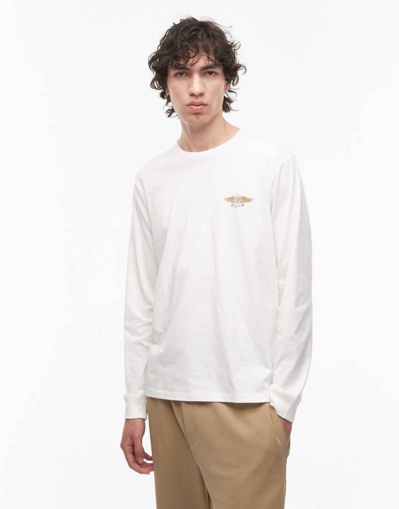 Wrangler - Langärmliges T-Shirt in Weiß mit „Motorcycle Club"-Logo auf der Brust von Wrangler