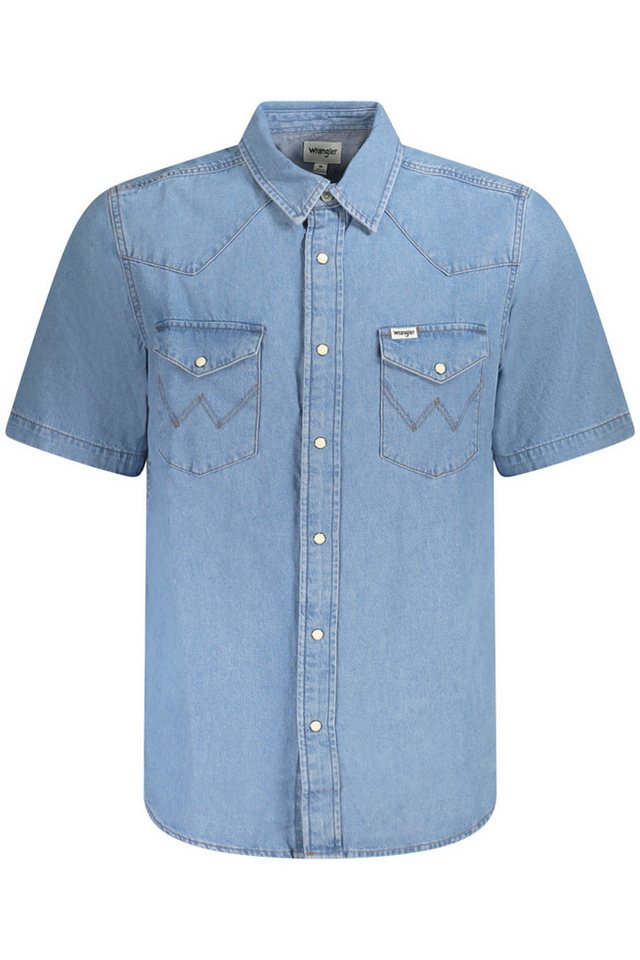 Wrangler Langarmhemd Stylisches Blaues Kurzarm-Jeanshemd für Herren im Western-Look von Wrangler