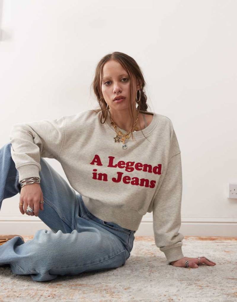 Wrangler - Locker geschnittenes Sweatshirt in Steinbeige mit Schriftzug-Neutral von Wrangler