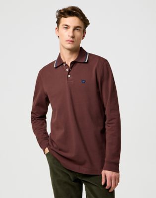 Wrangler Long Sleeve Regular Polo Shirt Mahogany Größe L von Wrangler