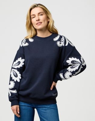 Wrangler Loose Applique Sweatshirt Dark Navy Größe S von Wrangler