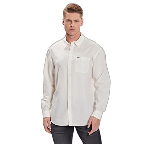 Wrangler Men's 1 PKT Shirt, White, Small von Wrangler