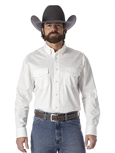 Wrangler Herren Western-Arbeitshemd mit Langen Ärmeln, weiß/weiß, X-Groß von Wrangler