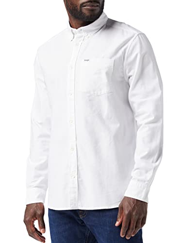 Wrangler Men's LS 1 PKT Button DOWN White Shirt, Large von Wrangler