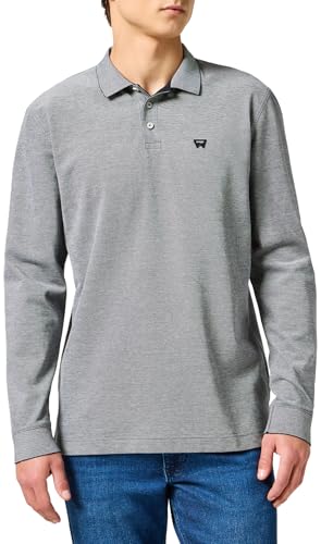 Wrangler Men's LS Refined Polo Shirt, Black, M von Wrangler