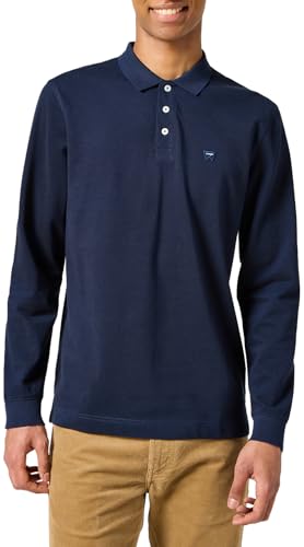 Wrangler Men's LS Refined Polo Shirt, Navy, M von Wrangler