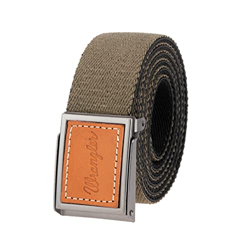 Wrangler Men’s Leather Buckle Stretch WEB Casual Everyday Dress Belt for Jeans, Khakis (Olive Black) von Wrangler