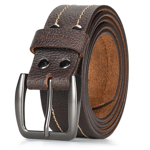 Wrangler Men’s Leather Embossed Logo Casual Every Day Dress Belt for Jeans, Khakis Brown 44 von Wrangler