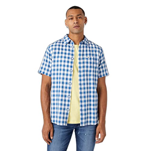 Wrangler Men's SS 1 PKT Shirt, Blue, Medium von Wrangler