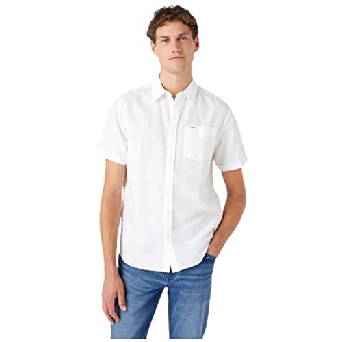 Wrangler Men's SS 1 PKT Shirt, White, XX-Large von Wrangler