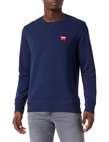 Wrangler Herren Sign Off Crew Sweatshirt, Navy, L von Wrangler