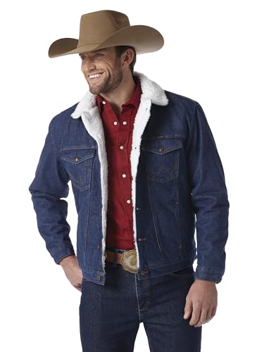 Wrangler Men's Western Style Lined Denim Jacket, X-Large, Denim/Sherpa von Wrangler