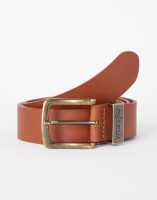 Wrangler Metal Loop Leather Belt Cognac Größe 100 von Wrangler