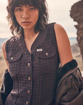 Wrangler Regular Denim Vest Mahogany Größe M von Wrangler
