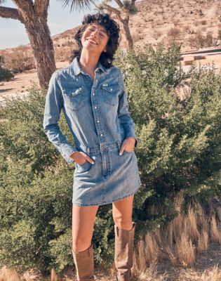 Wrangler Regular Long Sleeve Denim Dress Ultra Marine Größe XS von Wrangler