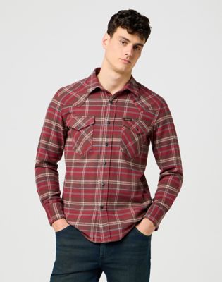 Wrangler Regular Western Shirt Ruby Wine Größe M von Wrangler