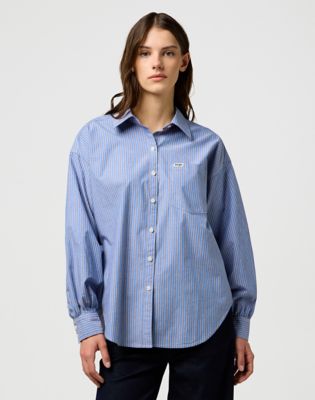 Wrangler Relaxed Cool Girl Blouse Dusty Blue Größe M von Wrangler
