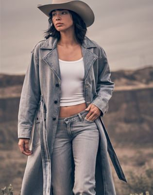 Wrangler Relaxed Denim Trench Haute Haze Größe S von Wrangler