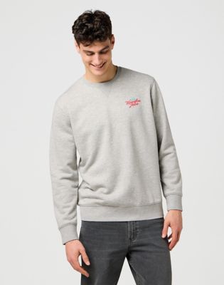 Wrangler Relaxed Small Graphic Crew Mid Grey Mel Größe L von Wrangler