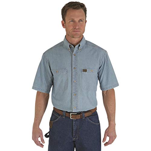 Wrangler Riggs Workwear Men's Chambray Work Shirt, Light Blue, Large Tall von Wrangler