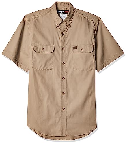 Wrangler Riggs Workwear Herren Kurzärmliges Riptop Arbeitshemd, Khaki, X-Large Hoch von Wrangler