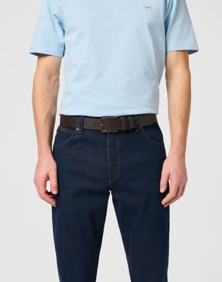 Wrangler Slim Leather Belt Brown Größe 100 von Wrangler