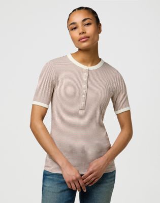 Wrangler Slim Femme Knit Henley Cognac Größe L von Wrangler