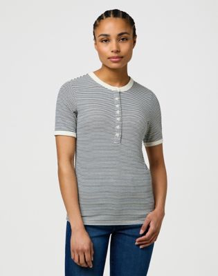 Wrangler Slim Femme Knit Henley Navy Größe XL von Wrangler