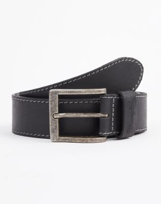 Wrangler Stitched Leather Belt Black Größe 105 von Wrangler