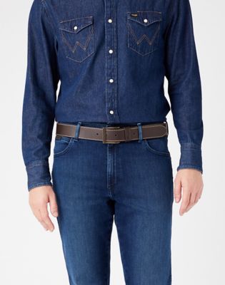 Wrangler Stitched Leather Belt Brown Größe 105 von Wrangler