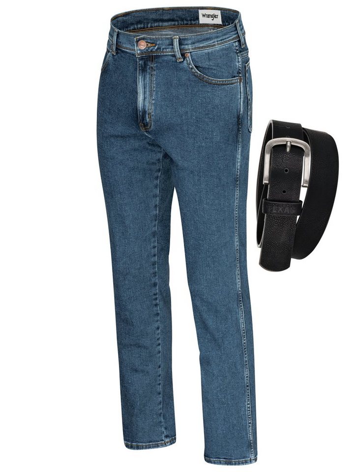 Wrangler Straight-Jeans Texas Authentic Straight Herrenstrechjeans mit Gürtel von Wrangler