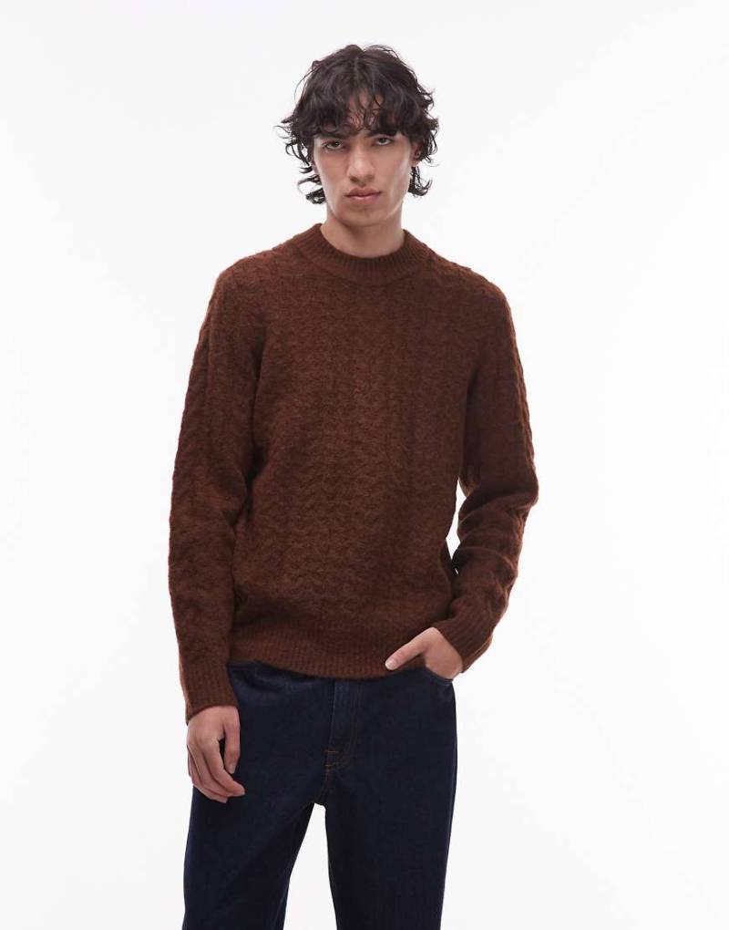 Wrangler - Strickpullover in Braun mit Zopfmuster von Wrangler