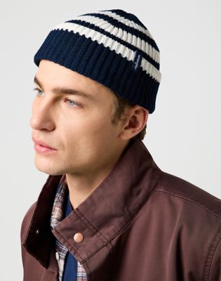 Wrangler Striped Beanie Dark Navy Größe OS von Wrangler
