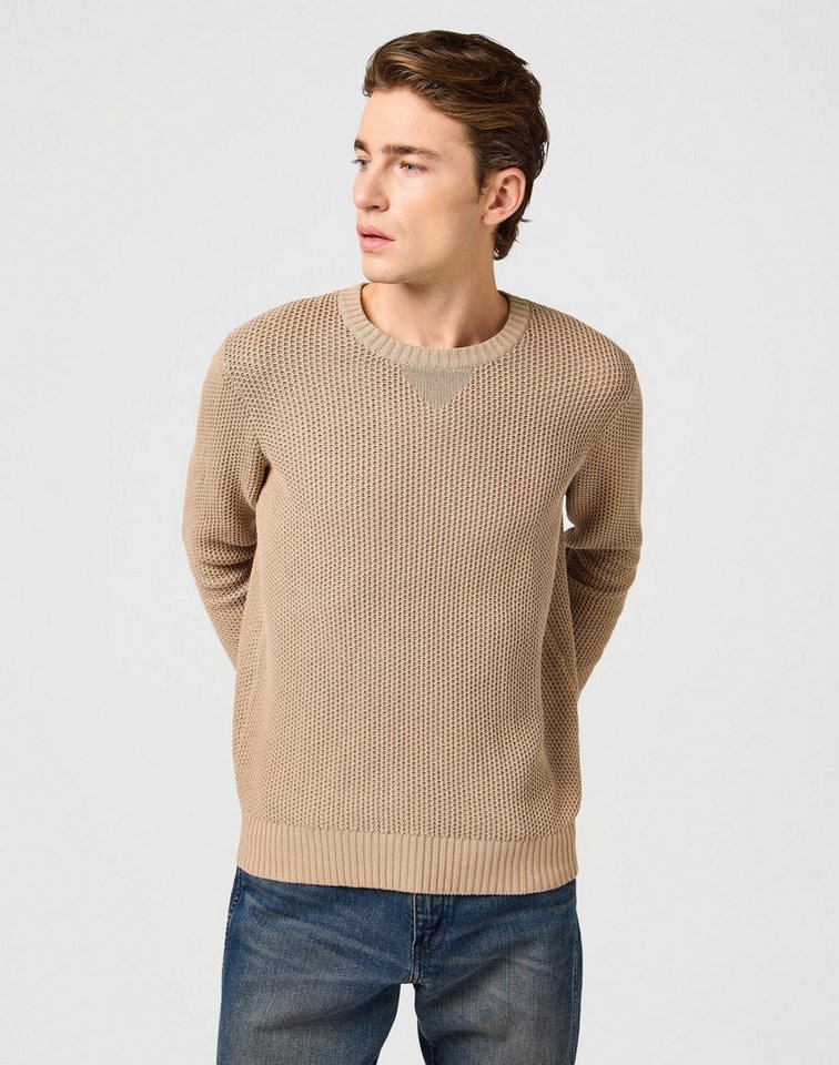 Wrangler Sweatshirt Regular Fit mit Wabenmuster - CREWNECK TIMBERWOLF von Wrangler