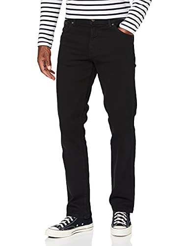 Wrangler Herren Texas Black Overdye Straight Jeans, Black Overdye, 30W / 34L EU von Wrangler